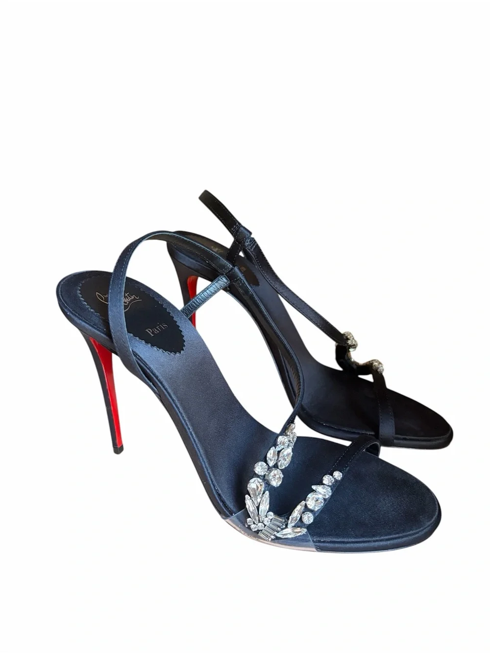 Christian Louboutin Rosalie Red carpet Strass Crystal satin heels RETAIL 1,395